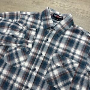 Bocomal FR Multicolor Plaid Men's Button Up Shirt Sz XL Workwear